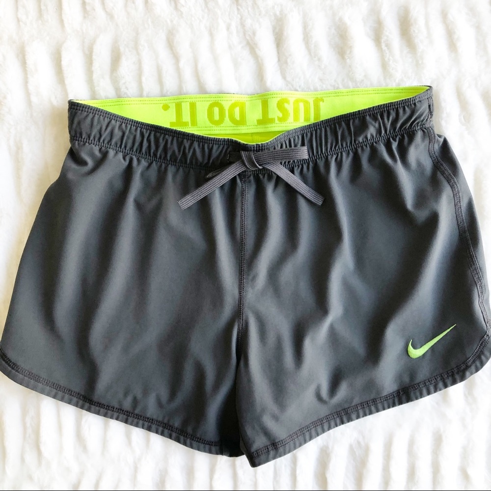 Nike Dri-Fit Gray Lime Green Training Shorts - Size Extra Small